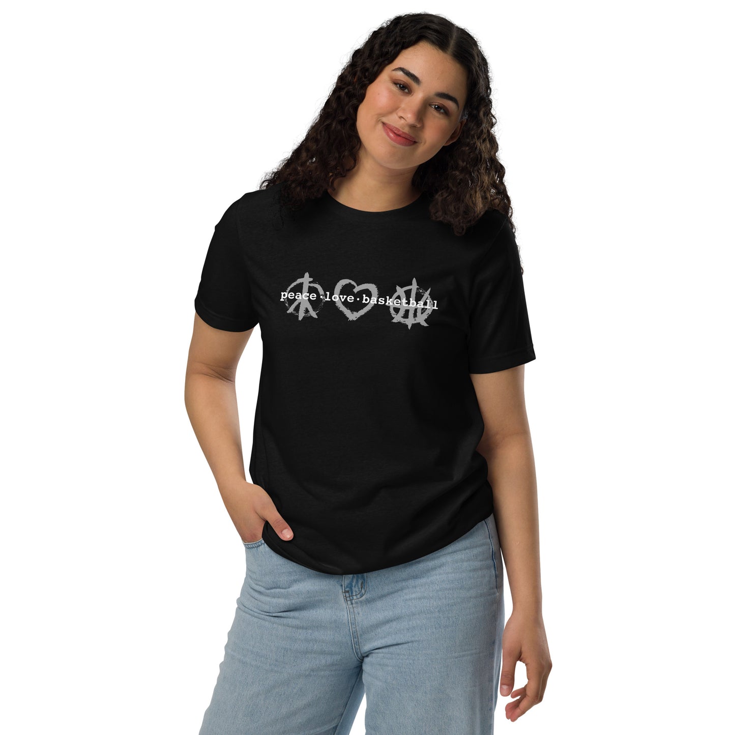 PeaceLoveBaseketball Classic Black Unisex Supersoft Eco T-shirt