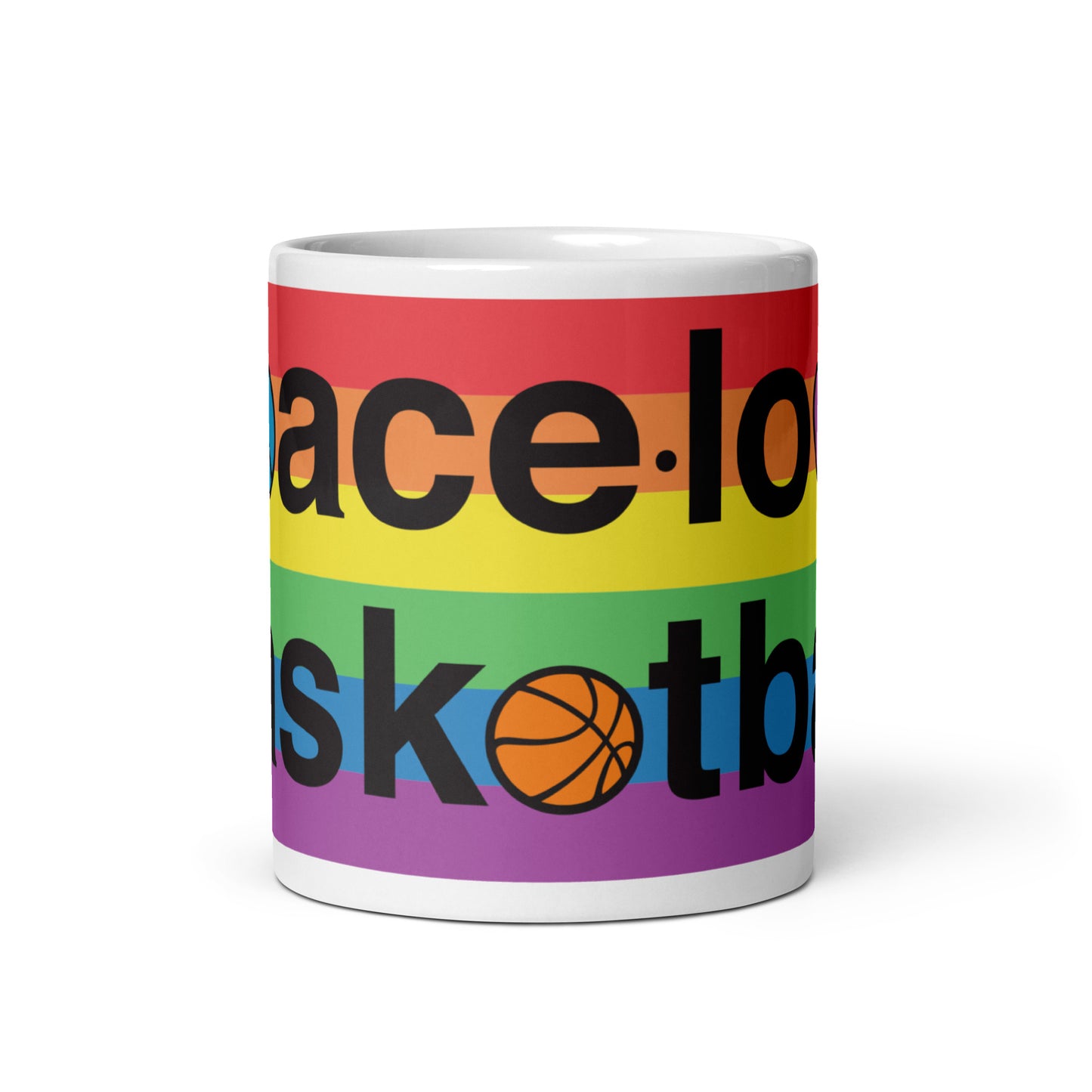 PeaceLoveBasketball Pride White Glossy Mug