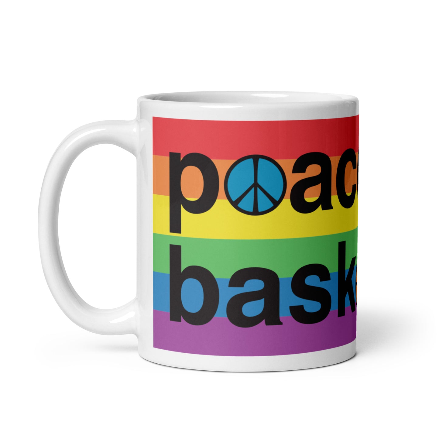 PeaceLoveBasketball Pride White Glossy Mug