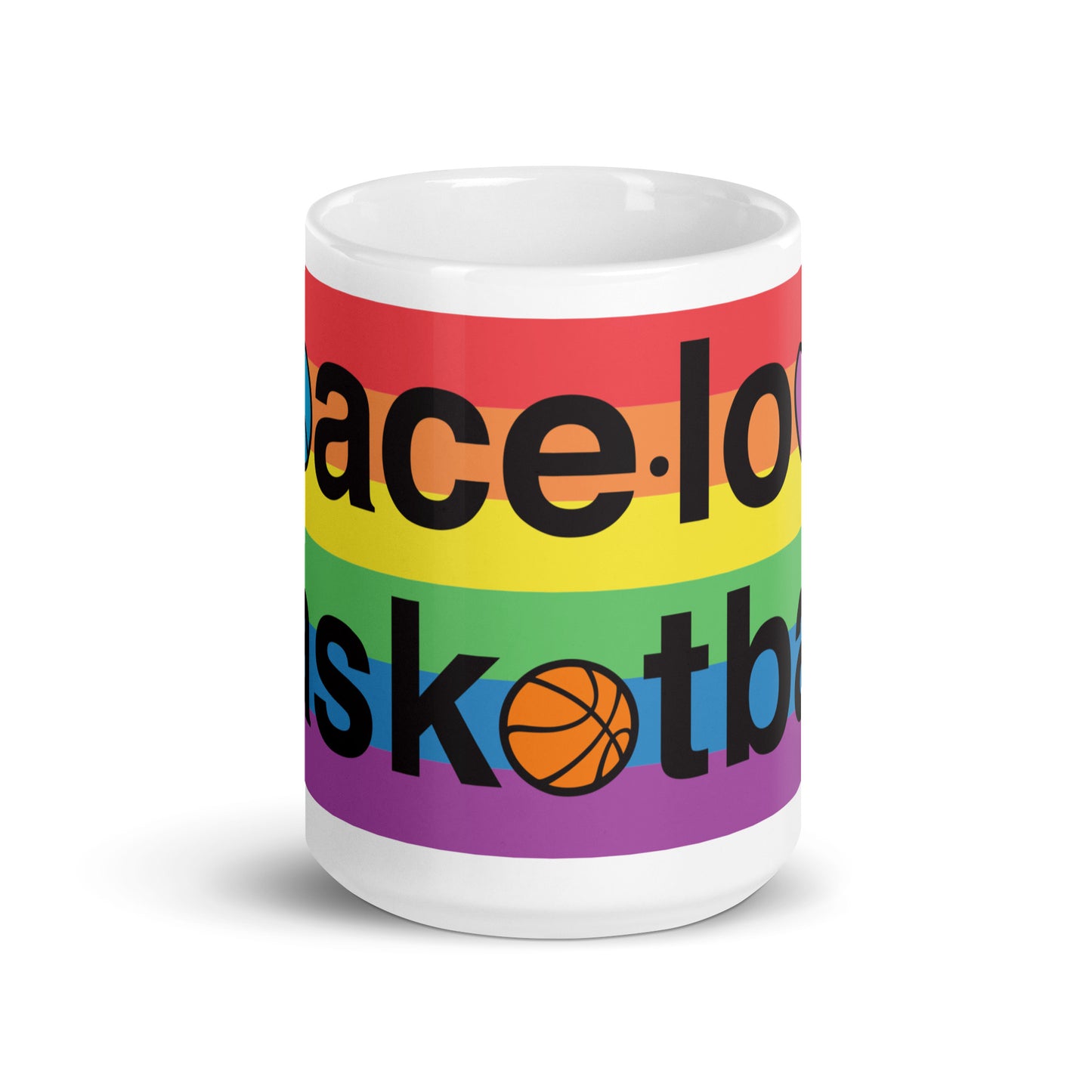 PeaceLoveBasketball Pride White Glossy Mug