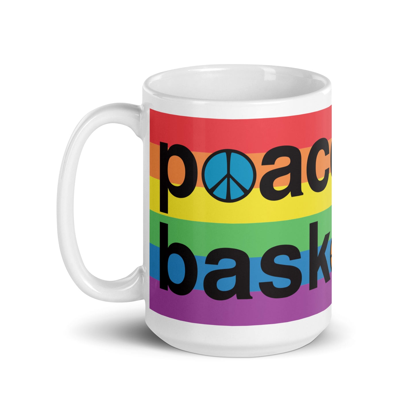 PeaceLoveBasketball Pride White Glossy Mug