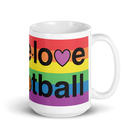 PeaceLoveBasketball Pride White Glossy Mug